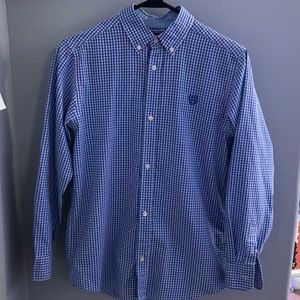 Chaps Blue and white collared dress shirt